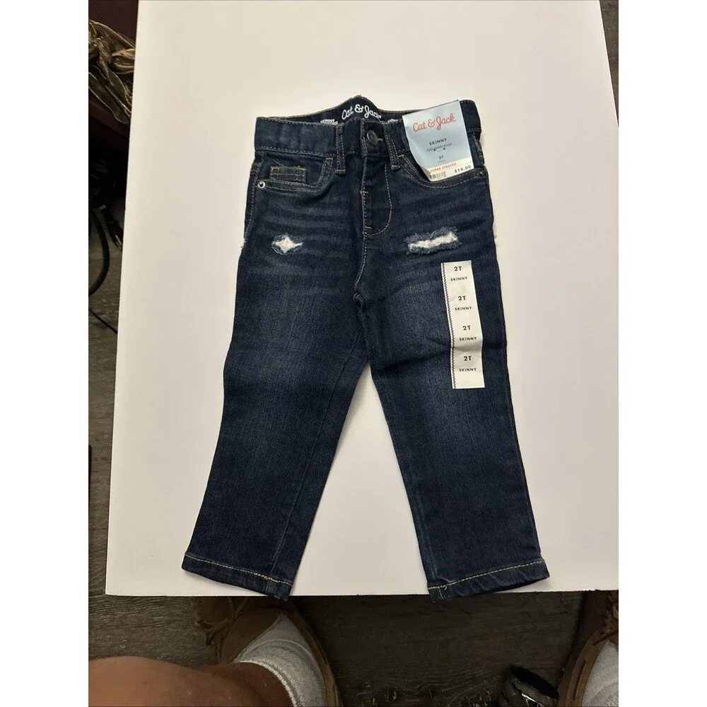 NEW Cat & Jack Unisex Super Stretch Distressed Jeans 2T